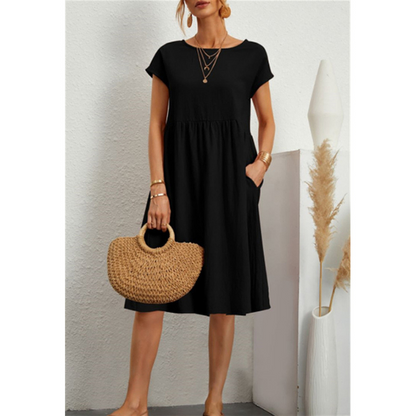 Fiorenza | Abito Donna Midi Estivo in Cotone con Maniche Corte e Tasche 3