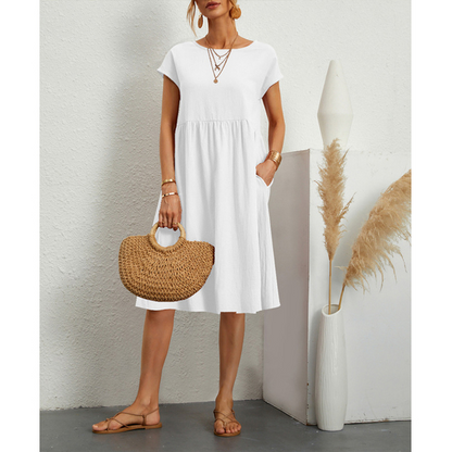 Fiorenza | Abito Donna Midi Estivo in Cotone con Maniche Corte e Tasche 5