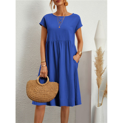 Fiorenza | Abito Donna Midi Estivo in Cotone con Maniche Corte e Tasche 8