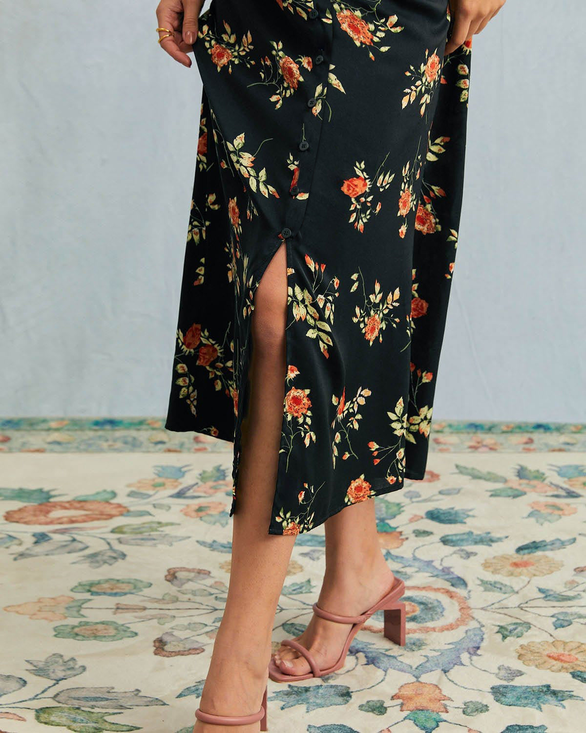 Fiorenza | Maxi Abito Floreale con Scollo a V per Donna, Vestito Elegante da Cerimonia 2