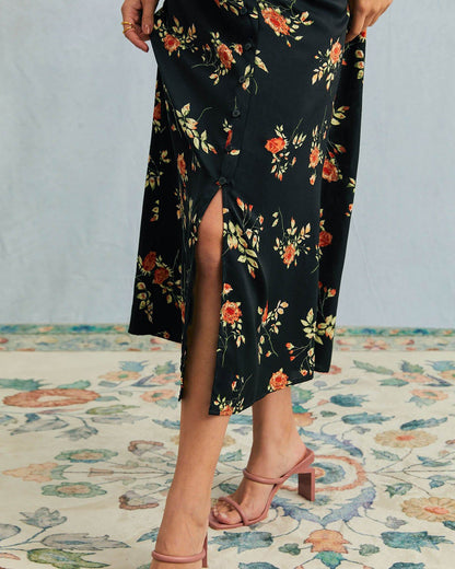 Fiorenza | Maxi Abito Floreale con Scollo a V per Donna, Vestito Elegante da Cerimonia 2