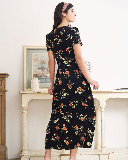 Fiorenza | Maxi Abito Floreale con Scollo a V per Donna, Vestito Elegante da Cerimonia 6