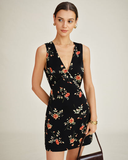 Fiorita | Mini Abito Donna Floreale a Trapezio con Scollo a V 3