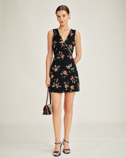 Fiorita | Mini Abito Donna Floreale a Trapezio con Scollo a V 4