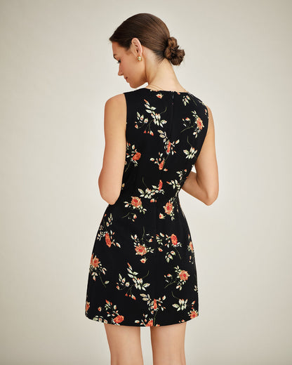Fiorita | Mini Abito Donna Floreale a Trapezio con Scollo a V 6
