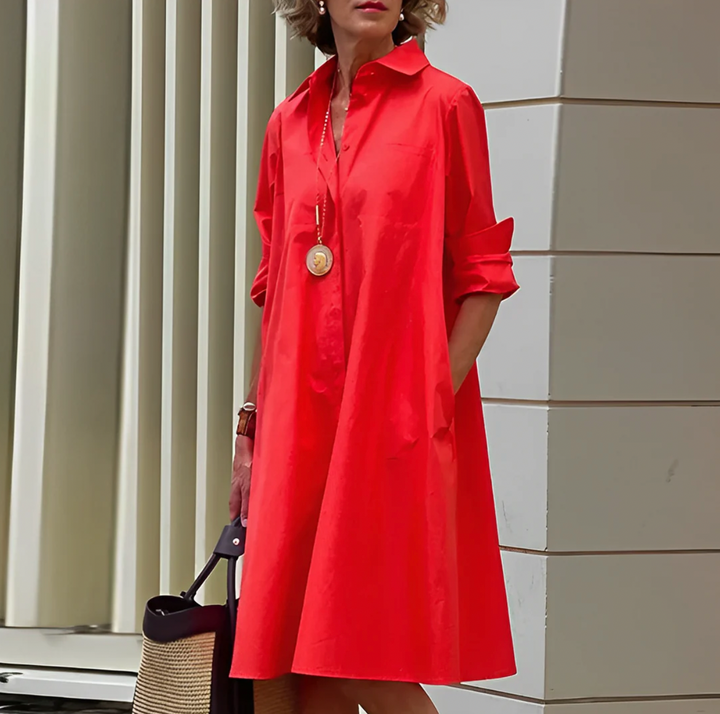 Floretta | Abito Camicia Elegante Donna con Cintura e Bottoni Frontali 0