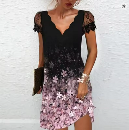 Gioia | Abito Cerimonia Donna Glitterato Mini con Maniche in Pizzo 2