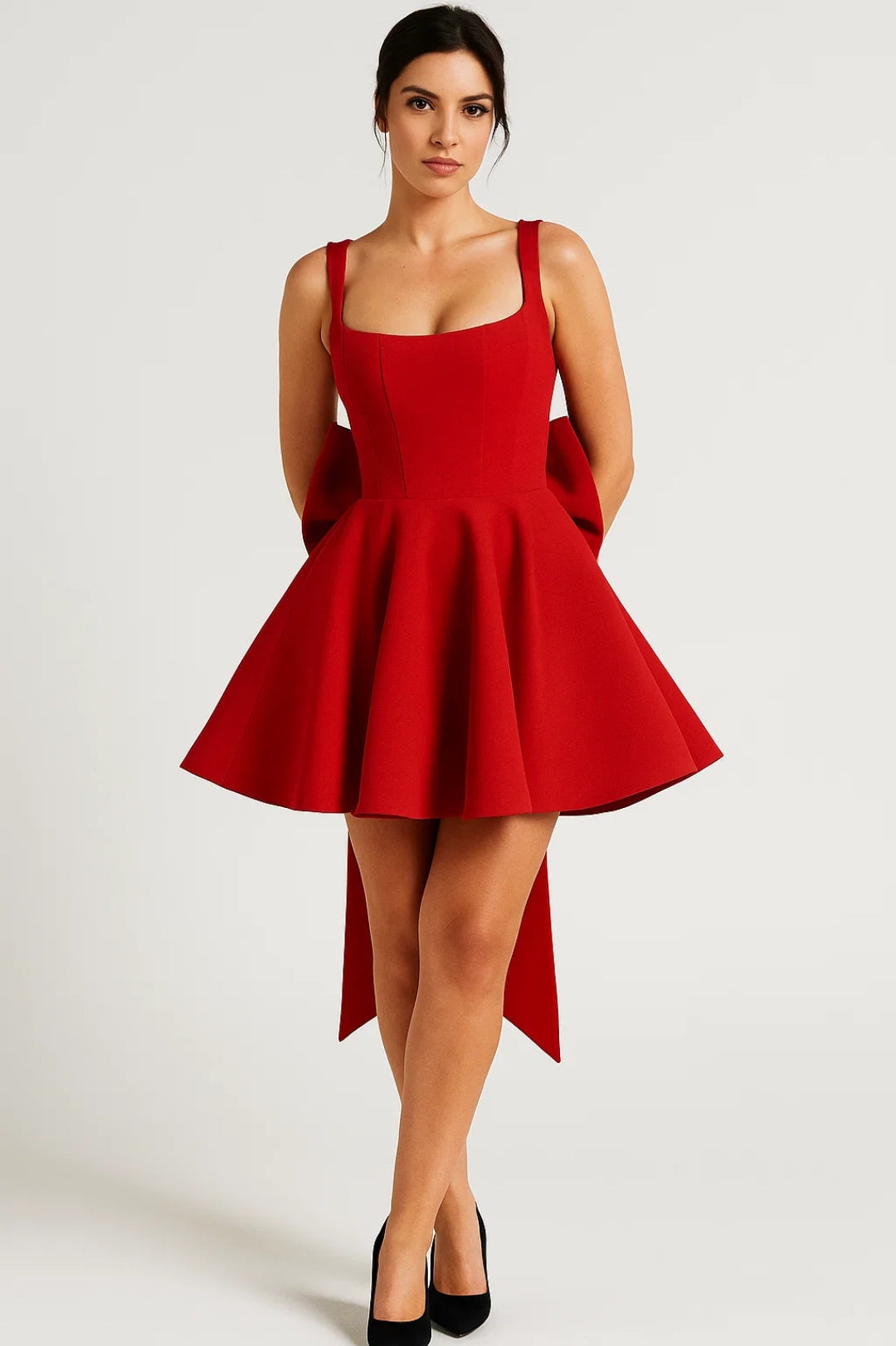 Grazia | Abito da Donna Elegante con Gonna Svasata e Fiocco per Cerimonie 6