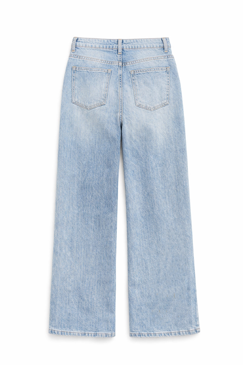 Jeans Donna Wide Leg Elasticizzati a Vita Alta con Patch Decorativi – Denim Chiaro 9110 -TheOne 2