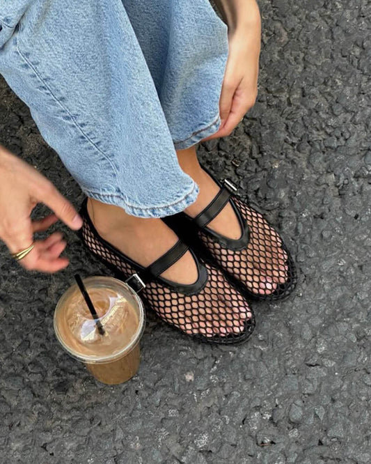 Juliette | Ballerine Eleganti da Donna in Mesh e Pelle Morbida 0
