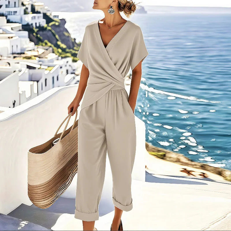 Kallista | Set Elegante a Due Pezzi con Top Avvolgente e Pantaloni Sartoriali 0