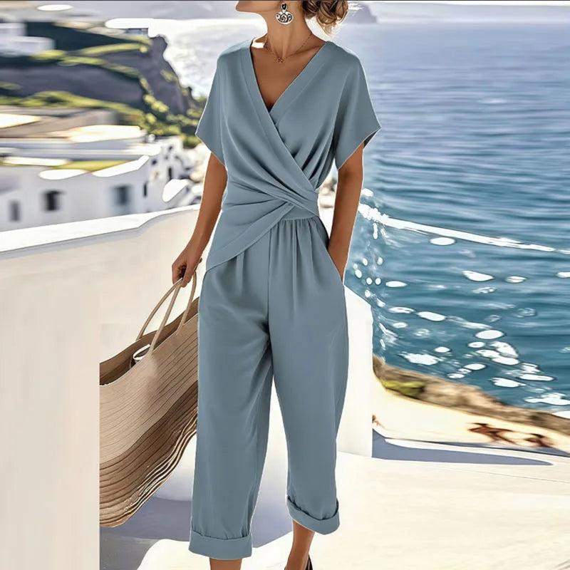 Kallista | Set Elegante a Due Pezzi con Top Avvolgente e Pantaloni Sartoriali 1