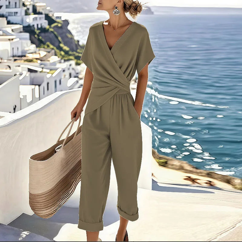 Kallista | Set Elegante a Due Pezzi con Top Avvolgente e Pantaloni Sartoriali 2