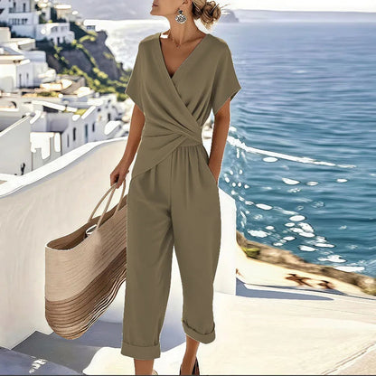 Kallista | Set Elegante a Due Pezzi con Top Avvolgente e Pantaloni Sartoriali 2
