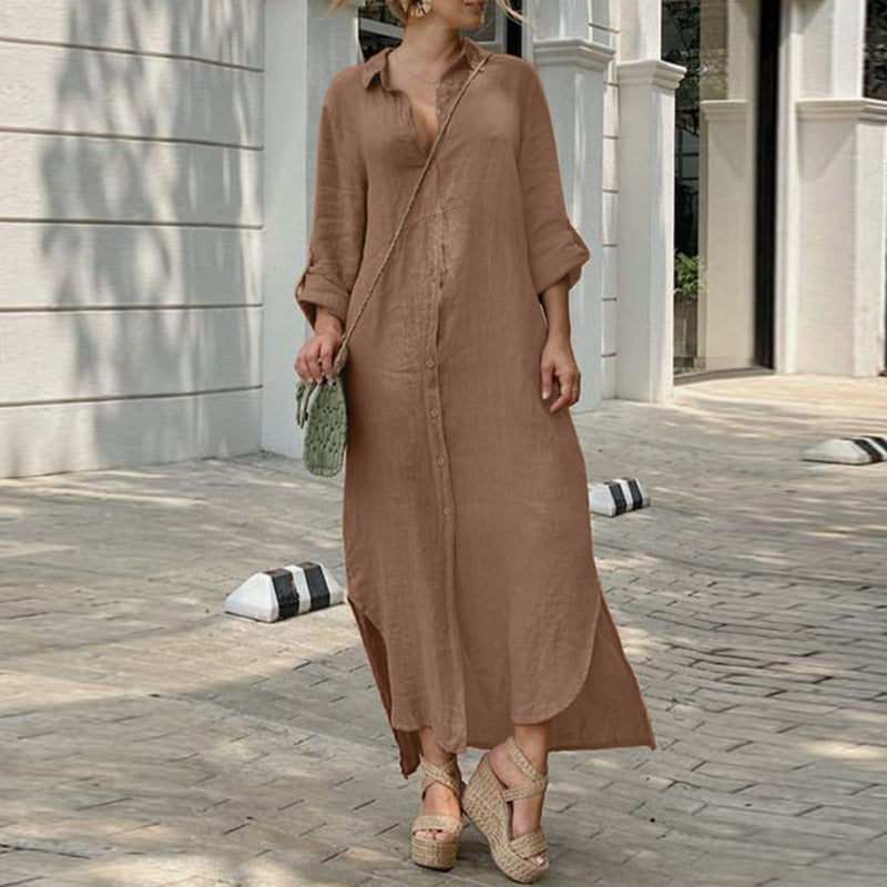 Lino Elegante | Maxi Abito Estivo Donna a Maniche Lunghe 3