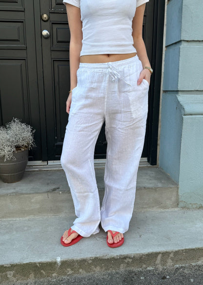 Lino Elegante | Pantaloni Estivi Donna Leggeri in Lino Bianco 3