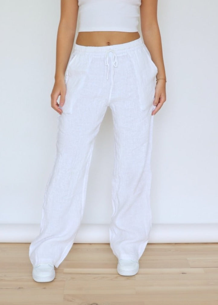 Lino Elegante | Pantaloni Estivi Donna Leggeri in Lino Bianco 5