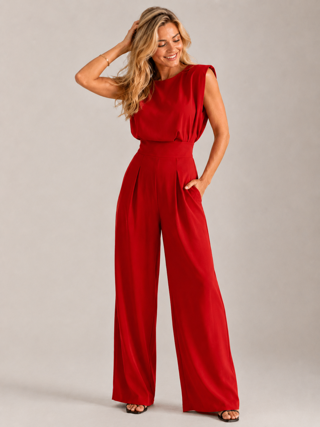 Luminosa | Tuta Elegante Donna Alta Vita Senza Maniche con Tasca 3
