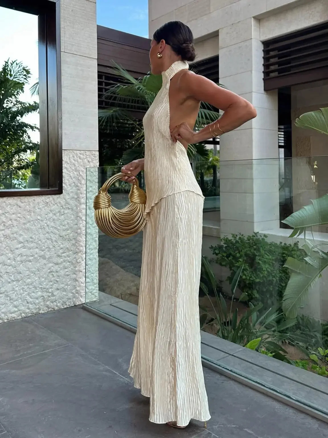 Luna Golden Serenity | Abiti Cerimonia Donna Plissettati Eleganti 1