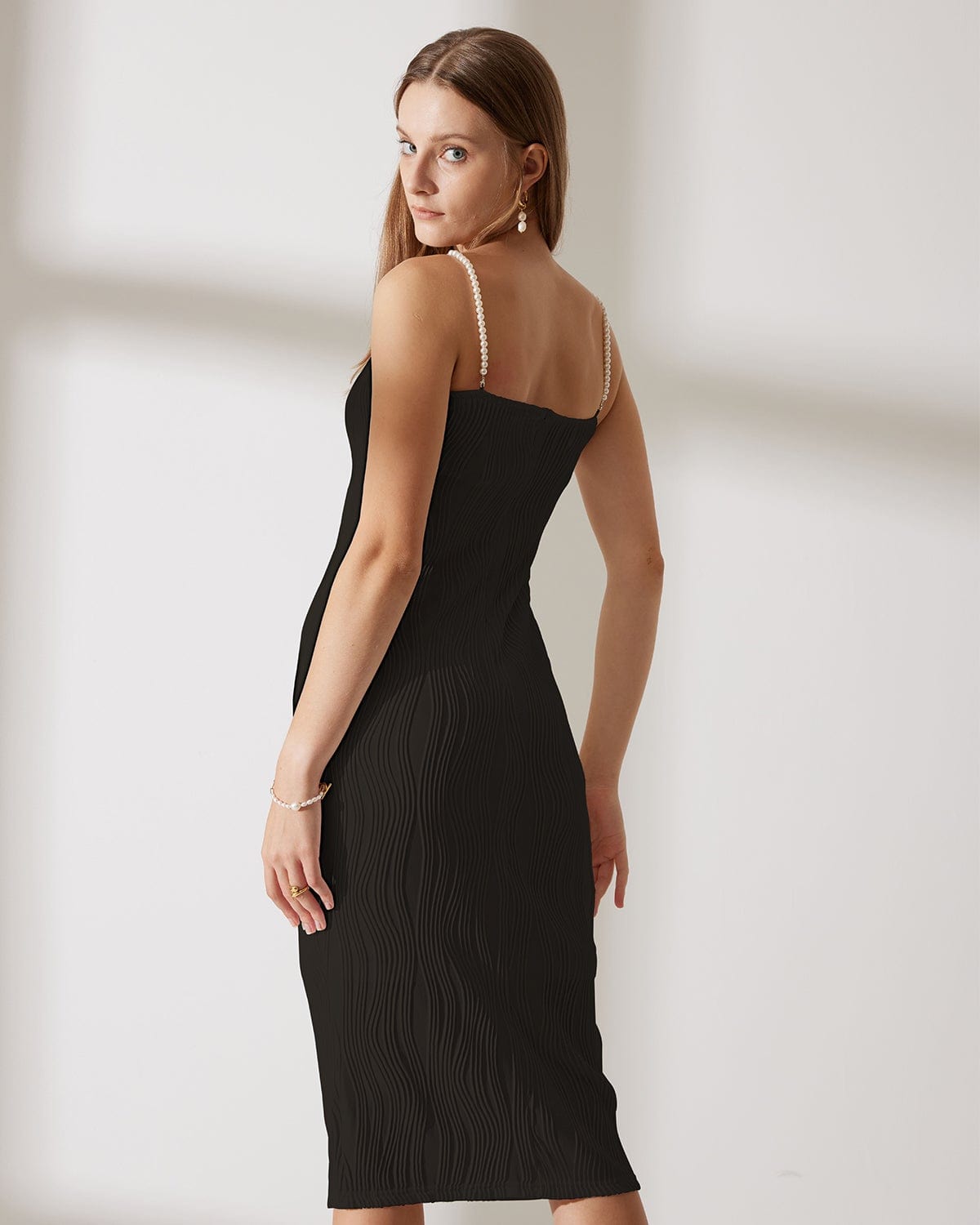 Luna | Abito Midi Elegante con Dettagli di Perle per Donna 2