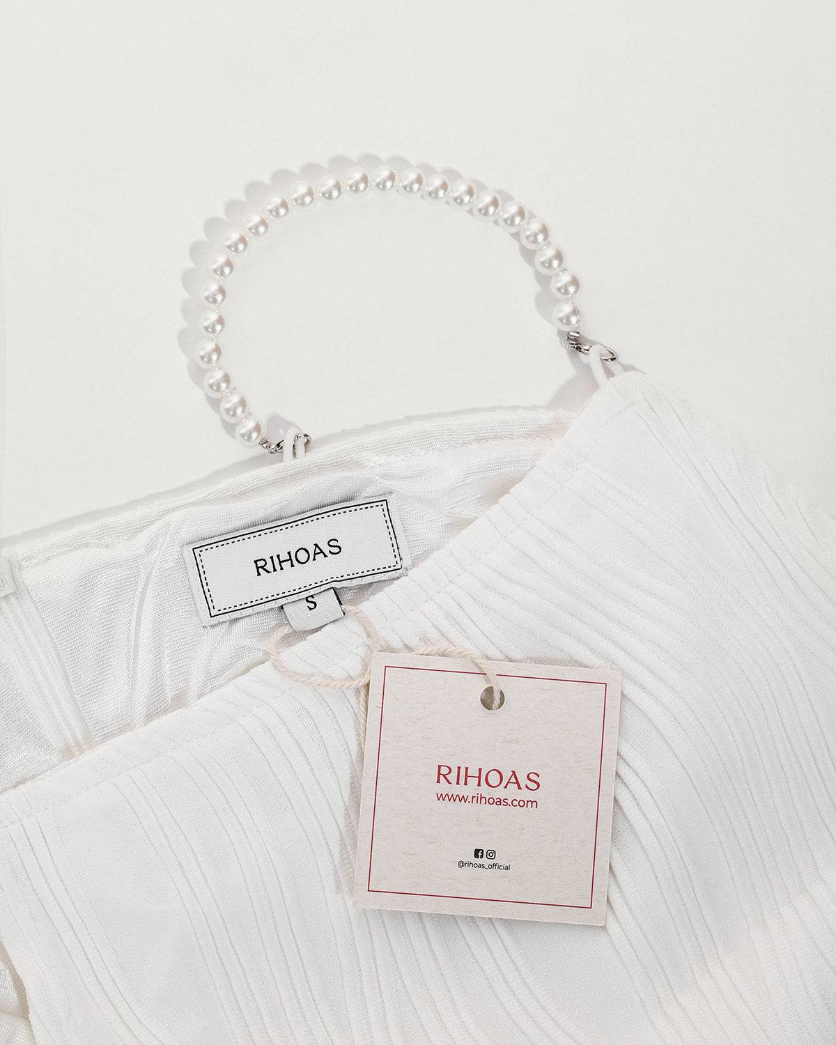 Luna | Abito Midi Elegante con Spalline di Perle 7