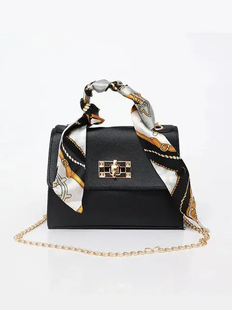 Luna | Borsa Elegante in Pelle Marrone con Sciarpa Decorativa 0