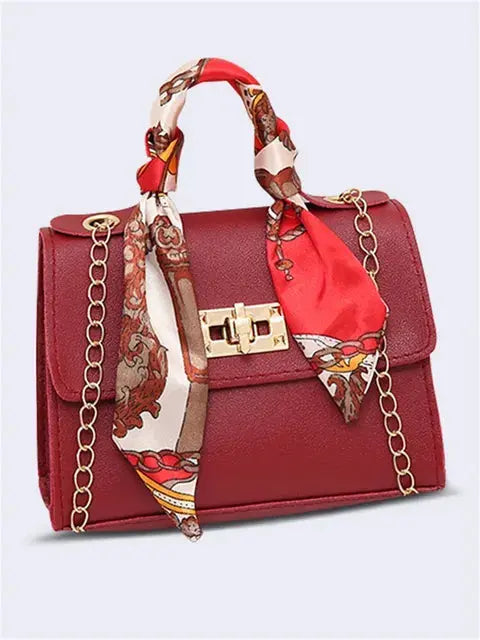 Luna | Borsa Elegante in Pelle Marrone con Sciarpa Decorativa 1