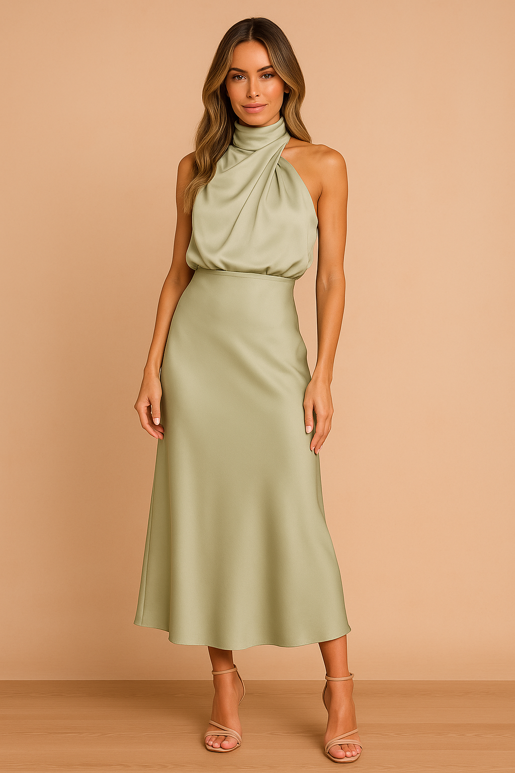 Madelyn | Elegante abito midi drappeggiato da donna 4