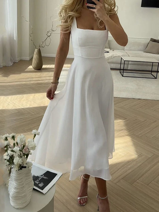 Marie | Elegante abito midi a trapezio – Raffinatezza senza tempo 0