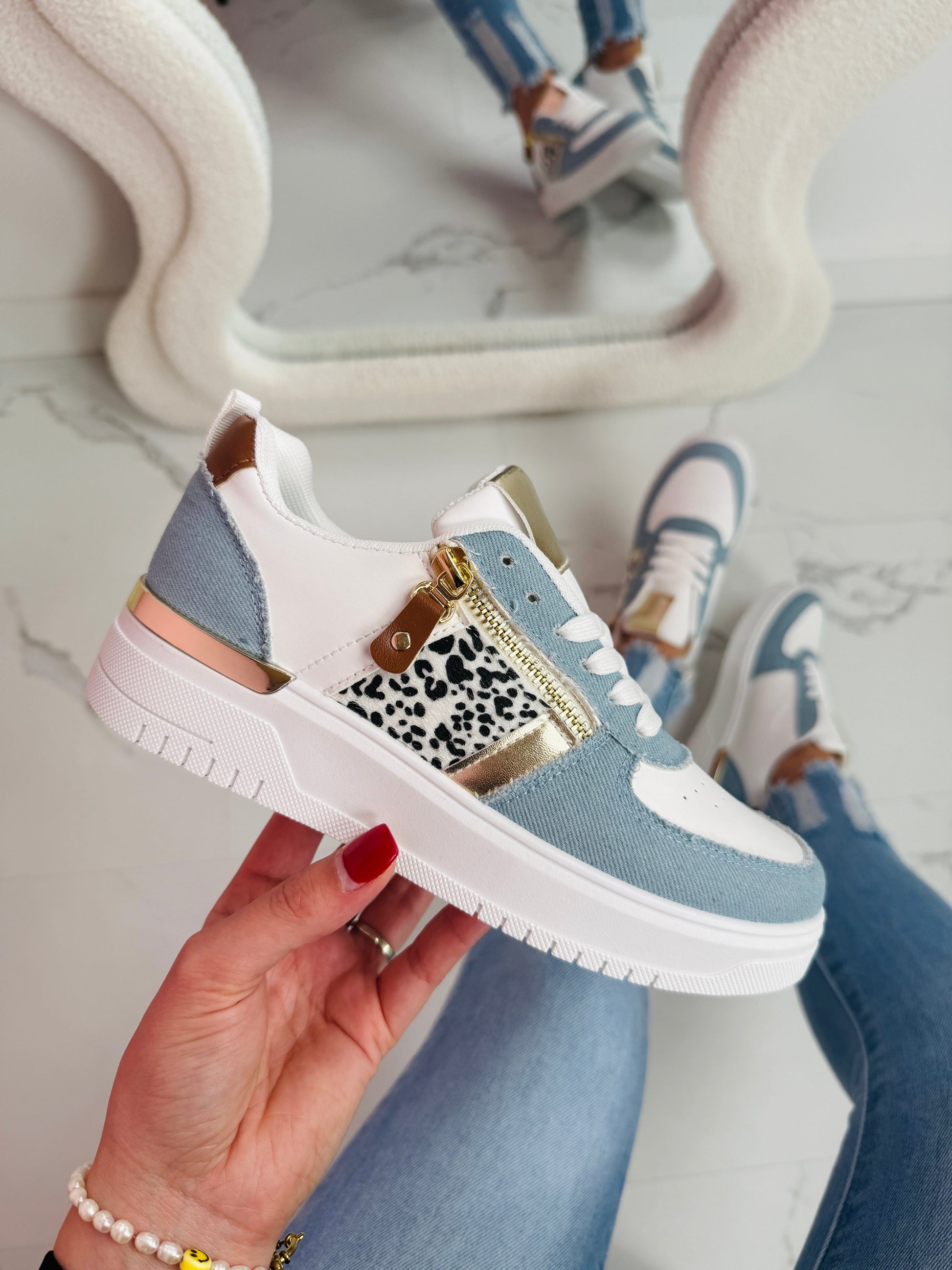 Micky | Sneakers in Denim con Cerniera Decorativa 0