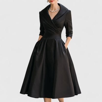 Mira Abito Midi Elegante | Corpetto Incrociato e Scollo a V per Donna 1