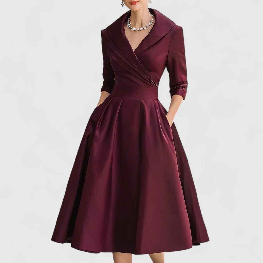 Mira Abito Midi Elegante | Corpetto Incrociato e Scollo a V per Donna 2