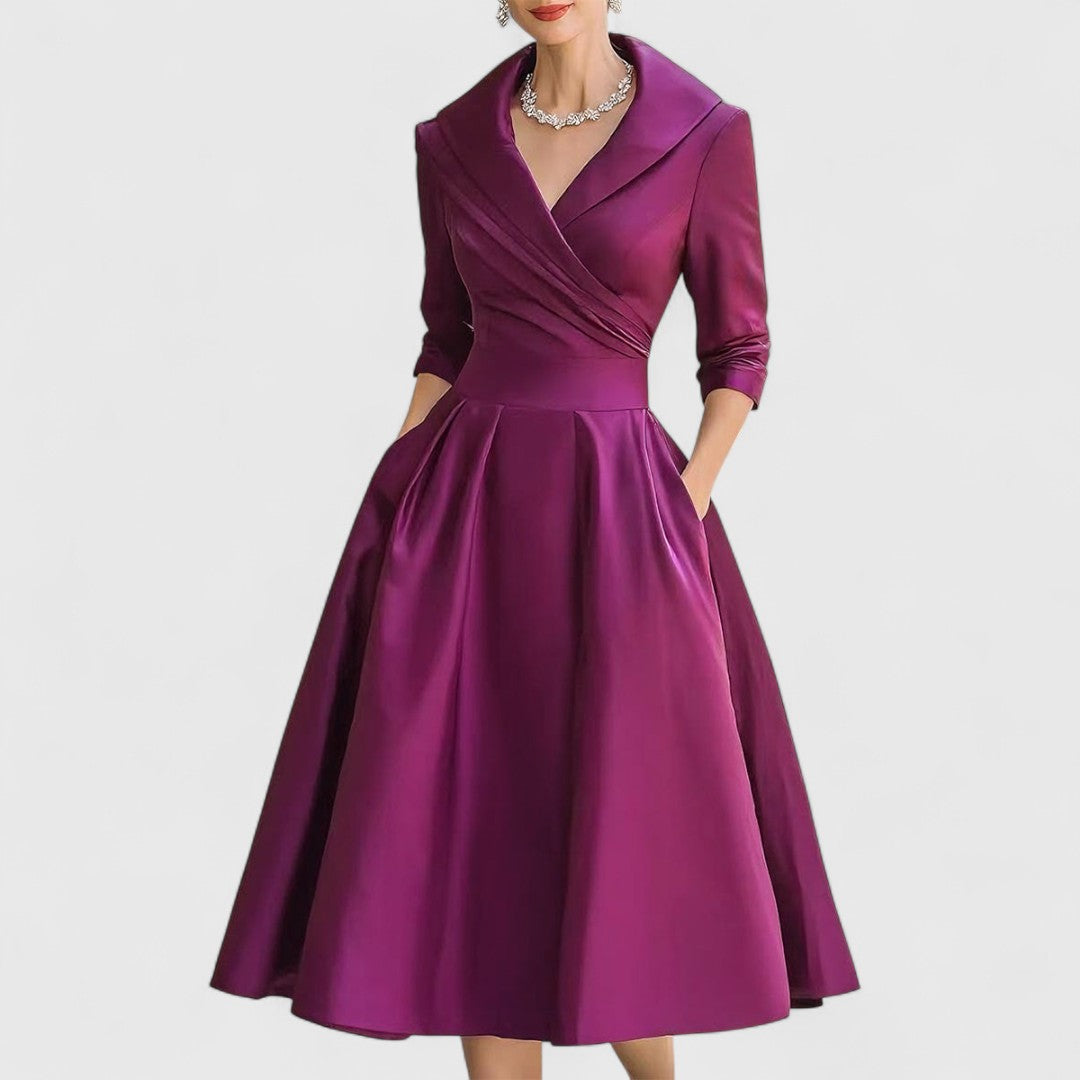 Mira Abito Midi Elegante | Corpetto Incrociato e Scollo a V per Donna 3