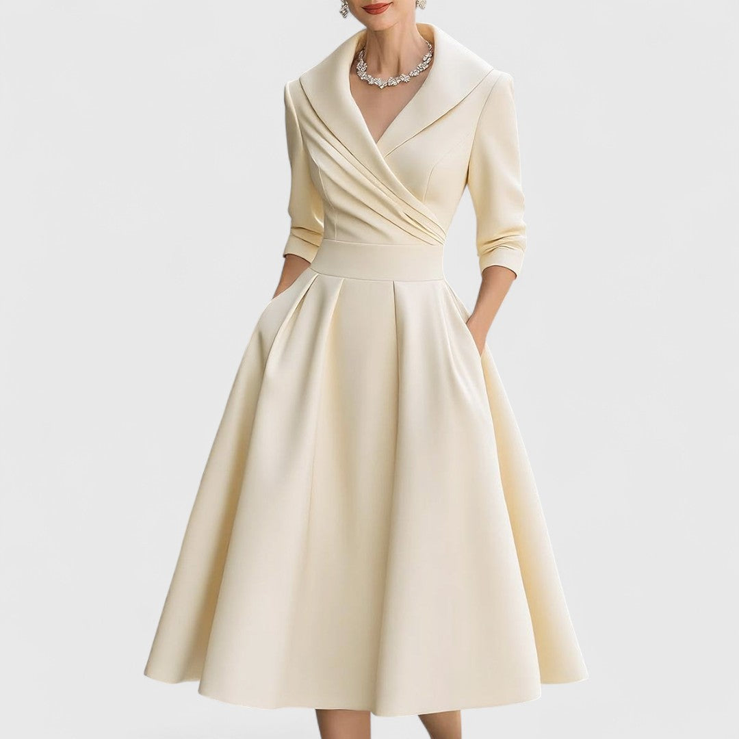 Mira Abito Midi Elegante | Corpetto Incrociato e Scollo a V per Donna 4