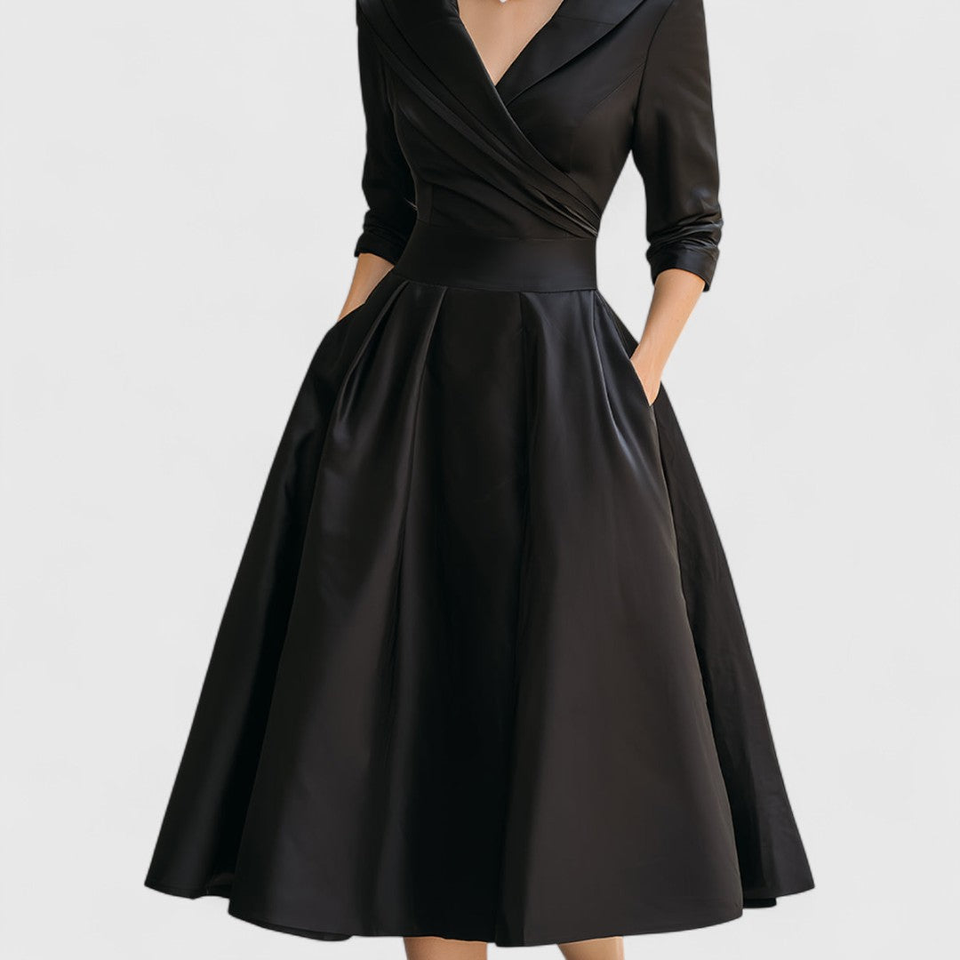Mira Abito Midi Elegante | Corpetto Incrociato e Scollo a V per Donna 6