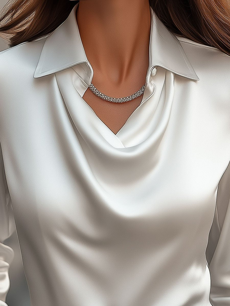 Mira Camicetta Elegante in Raso Bianco | Camicette Eleganti Donna 1