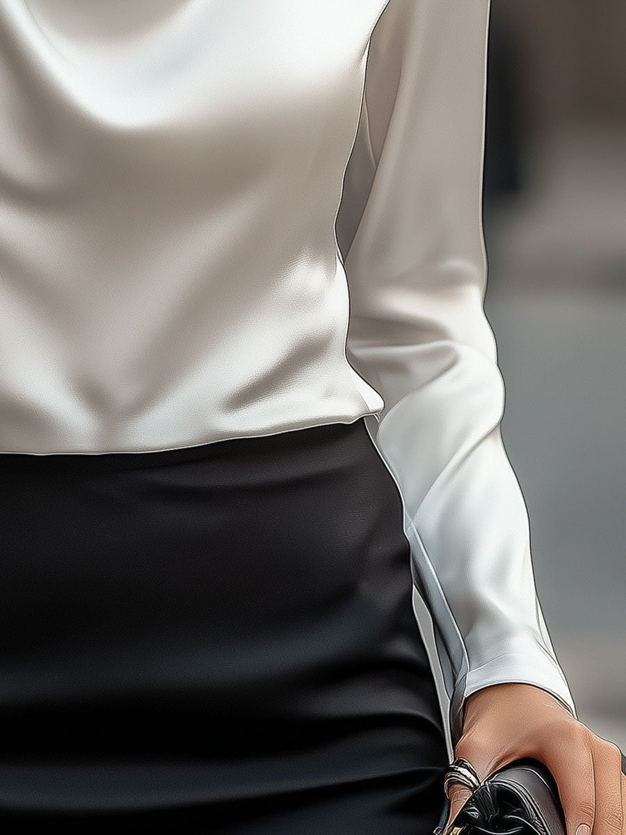 Mira Camicetta Elegante in Raso Bianco | Camicette Eleganti Donna 2