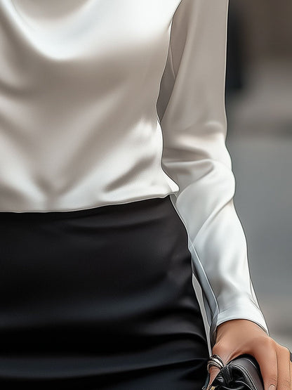 Mira Camicetta Elegante in Raso Bianco | Camicette Eleganti Donna 2
