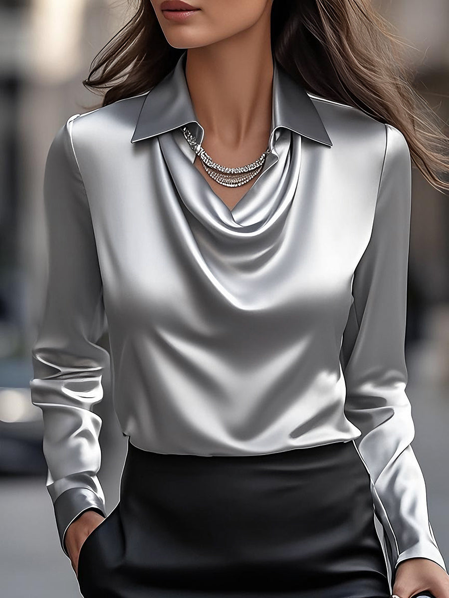 Mira Camicetta Elegante in Raso Bianco | Camicette Eleganti Donna 9