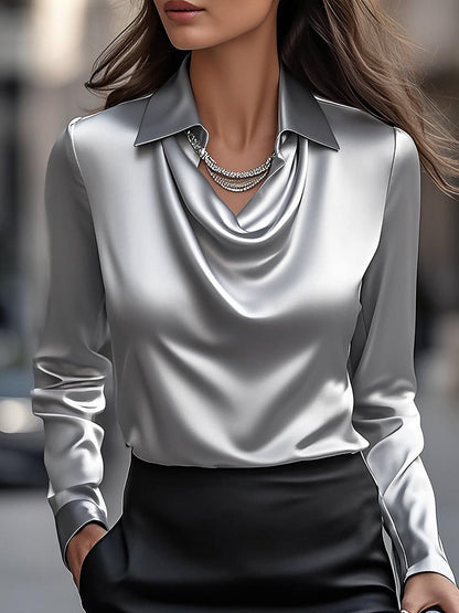 Mira Camicetta Elegante in Raso Bianco | Camicette Eleganti Donna 9