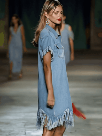 Mira Mini Abito Denim | Abbigliamento Donna Casual con Nappa 2