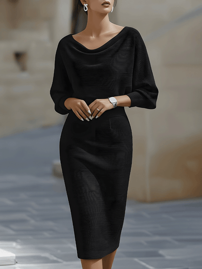 Mira | Abito Midi Elegante Cerimonia Donna Drappeggiato Bianco 2