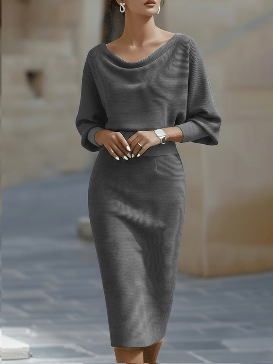 Mira | Abito Midi Elegante Cerimonia Donna Drappeggiato Bianco 7