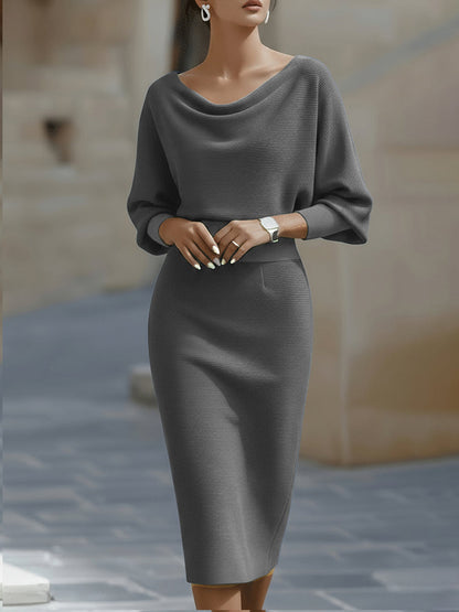 Mira | Abito Midi Elegante Cerimonia Donna Drappeggiato Bianco 7
