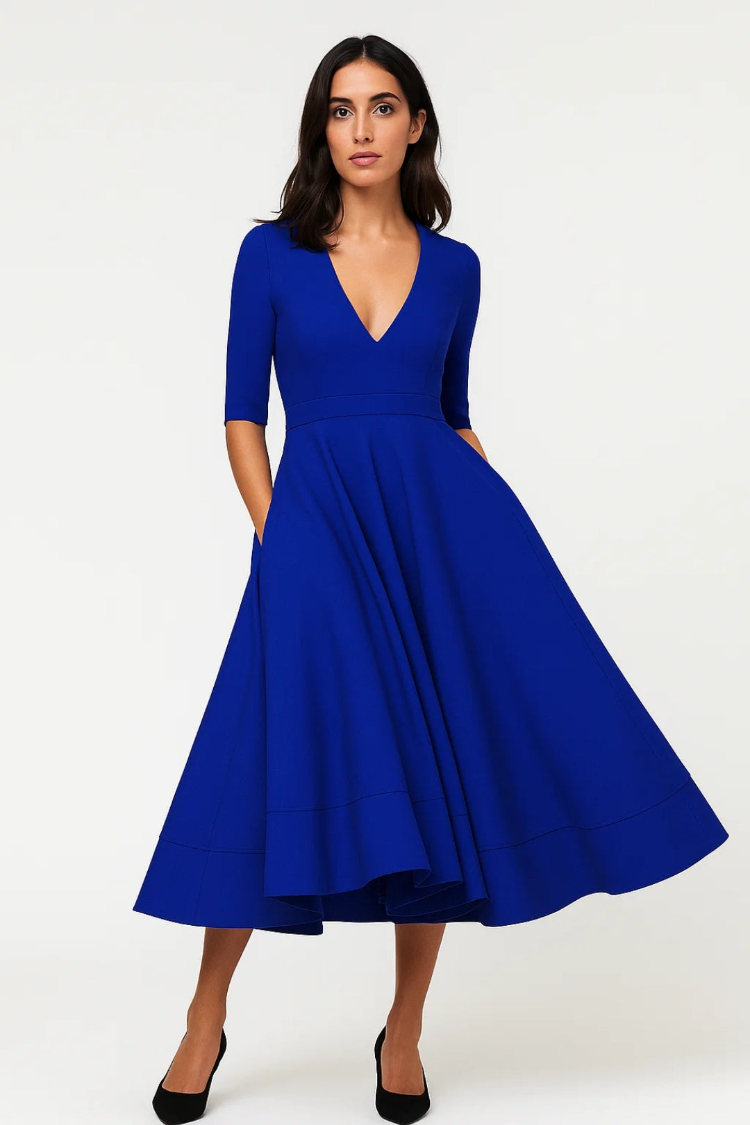 Mira | Abito da Donna Elegante Midi con Scollo a V per Cerimonia 2