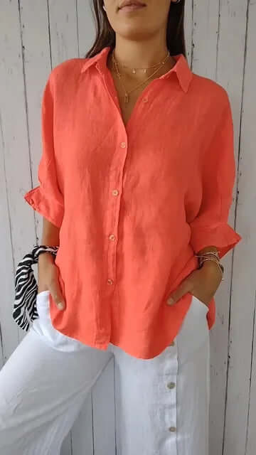 Mira | Camicia Aiosa Bianca Donna Elegante con Maniche Lunghe 2