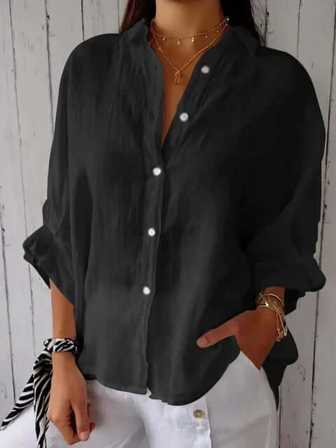Mira | Camicia Aiosa Bianca Donna Elegante con Maniche Lunghe 4