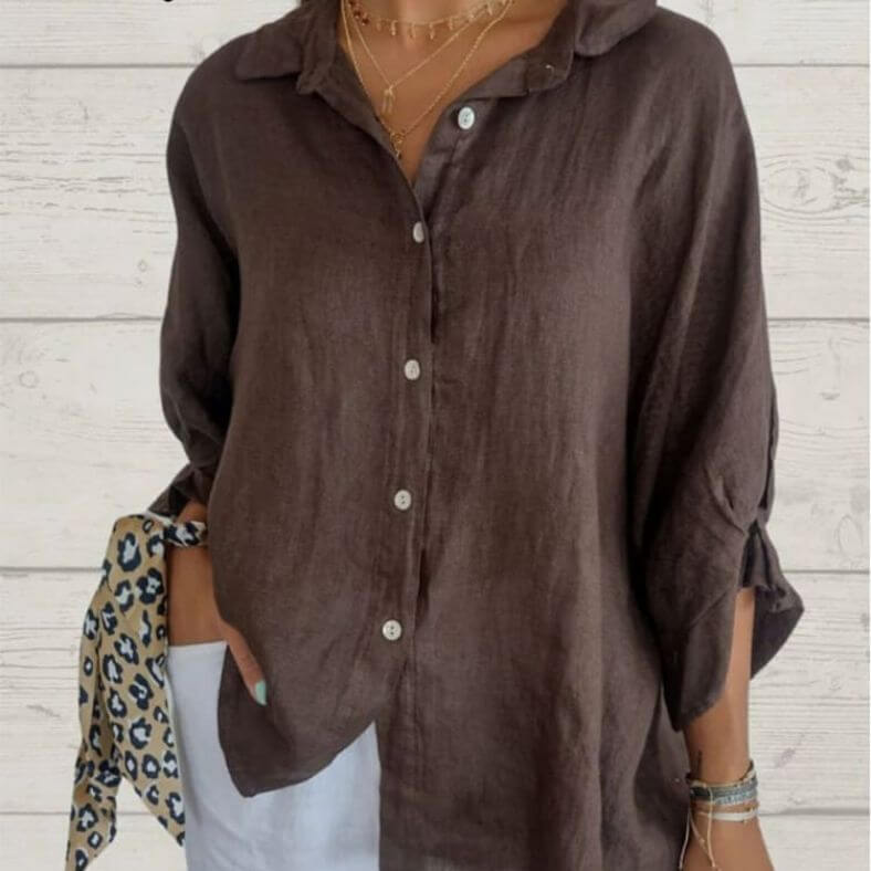 Mira | Camicia Aiosa Bianca Donna Elegante con Maniche Lunghe 8