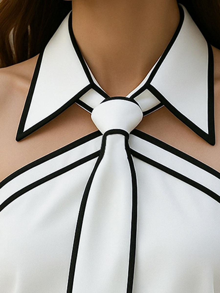 Mira | Canottiere Donna Elegante con Scollo All'Americana e Dettagli in Contrasto 1