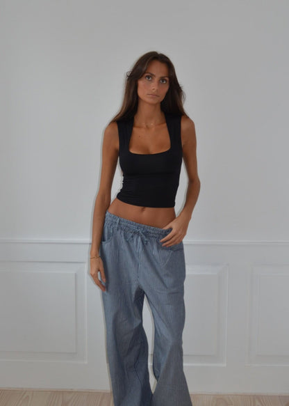 Mira | Canottiere Donna Elegante con Spalline Larghe, Nero 4
